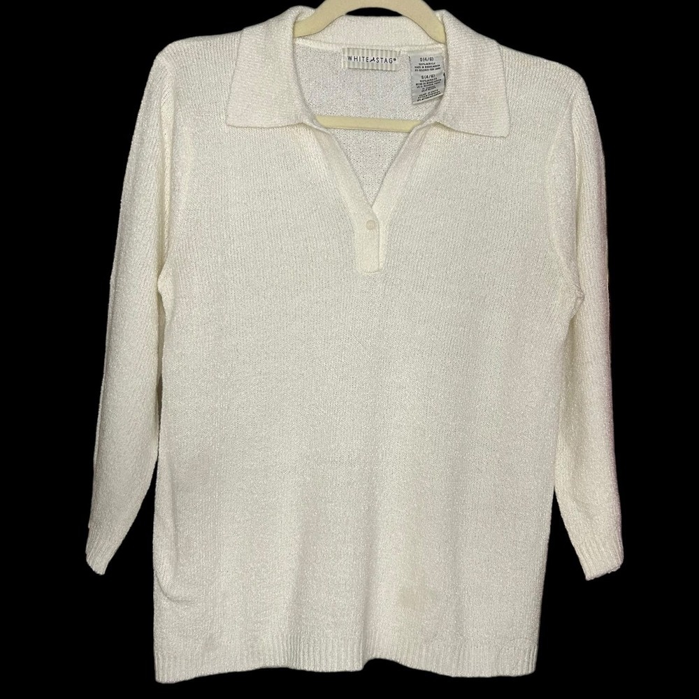 Vintage White Collared Sweater Size S